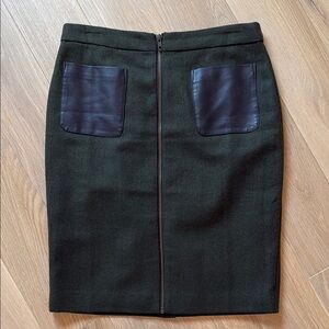 Gray and Green Knee-Length Pencil Skirt for Work
